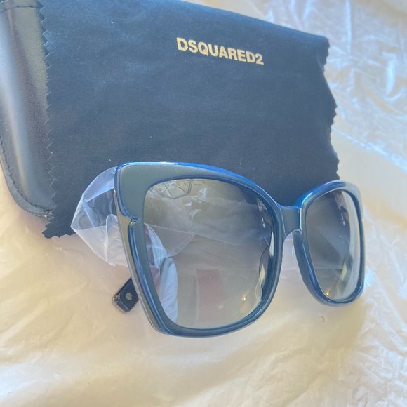 DSquared2 DQ0098 tipped tortoise arms gradient lens blue framed sunglasses main image 8